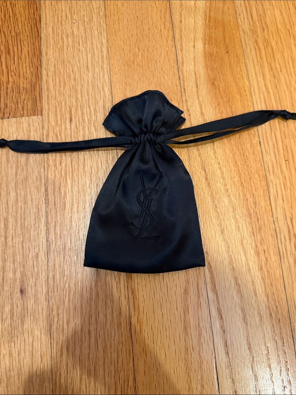 Yves Saint Laurent Black Satin Drawstring Pouch